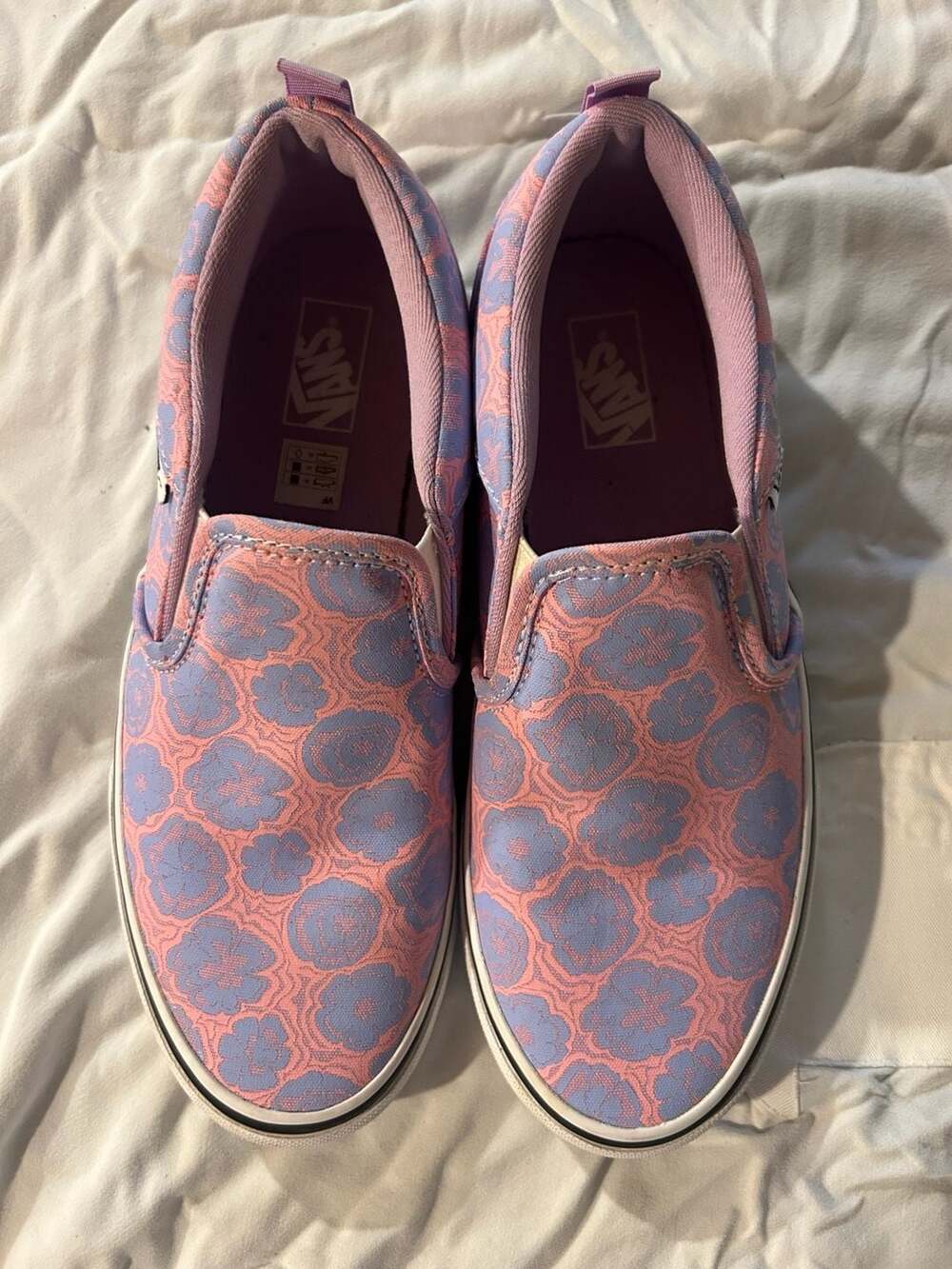 Vans Slip-On Pink Blue Floral Skate Sneakers